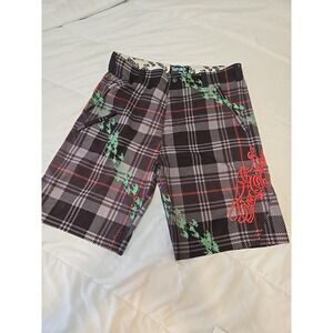 Ten-80 Men's Plaid Board Shorts with Graphic Design Size 36 with 11 Inch Inseam